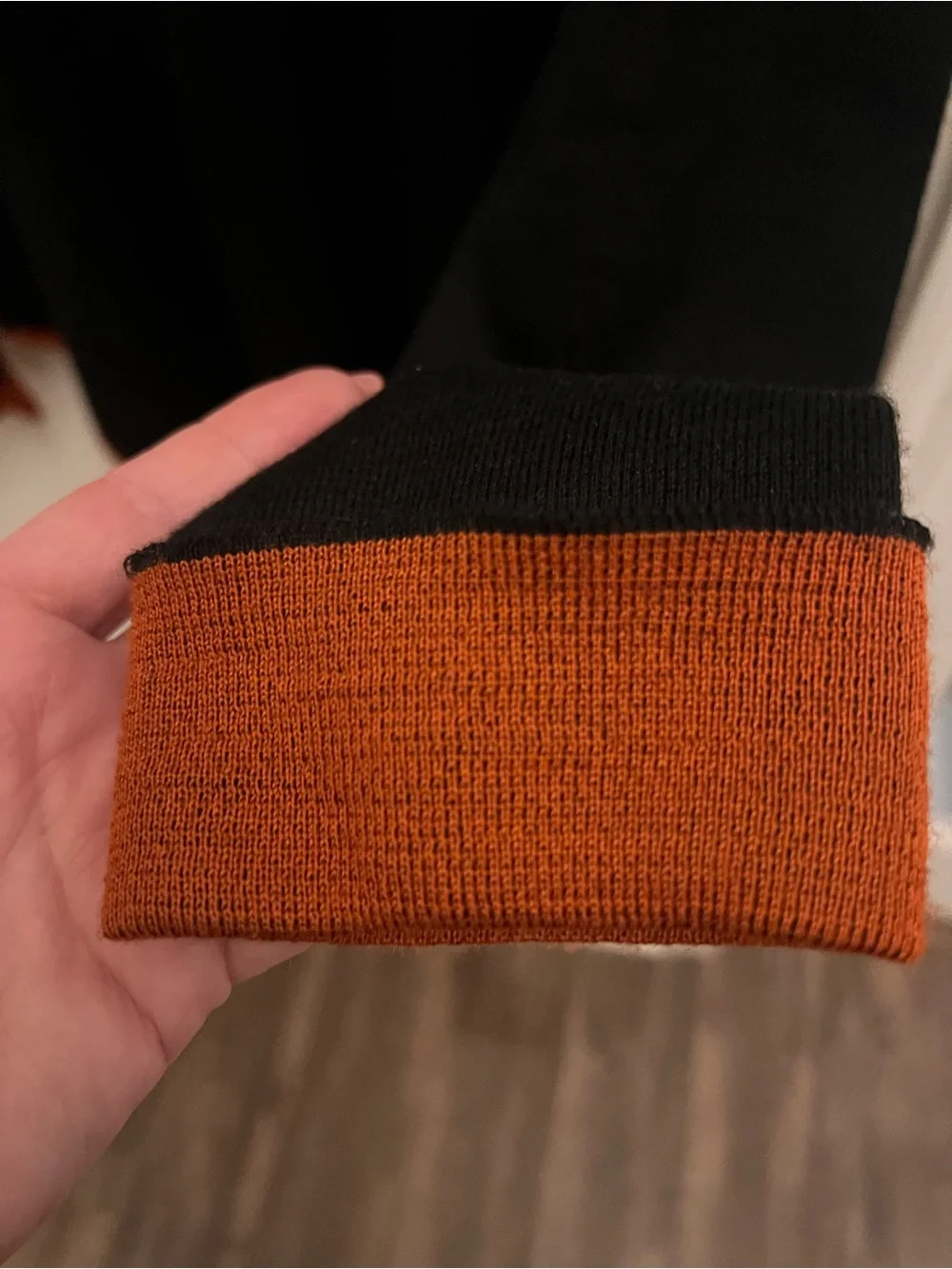 Papillon Black & Rust Heathered Wool Blend Sweater Medium NWT Contrast Trim